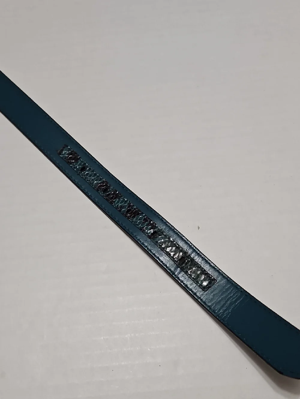 Nine West Women's Aqua & Black Synthetic Textured Leather Belt Size M